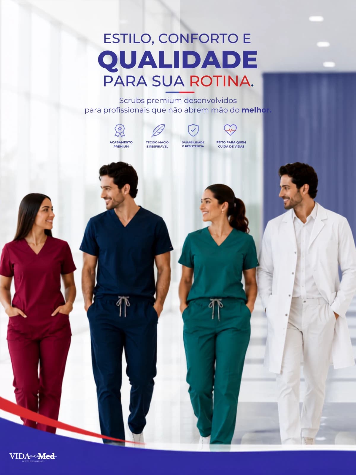 Scrubs premium — conforto, mobilidade e estilo