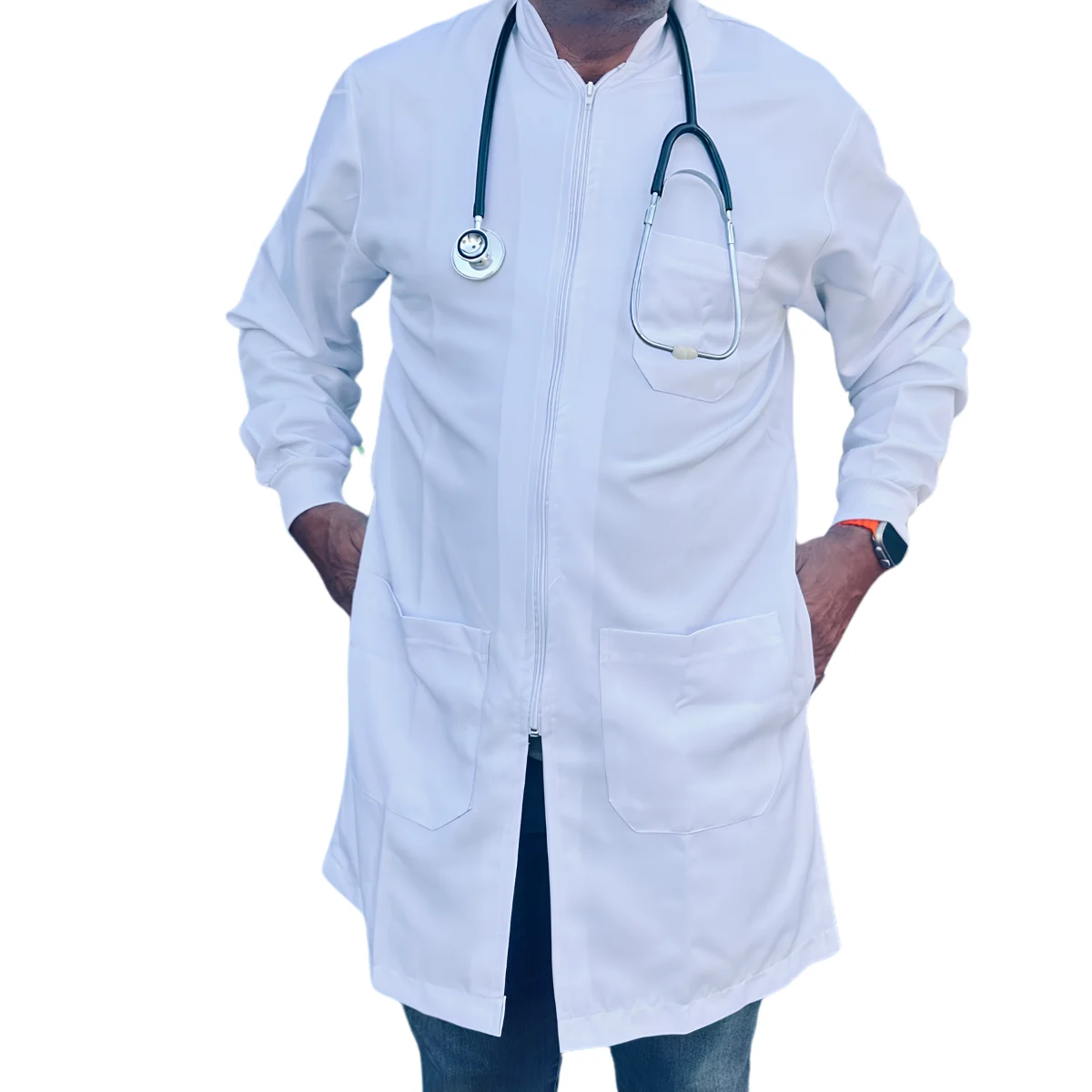 Jaleco Feminino Gola Padre com Zíper e Laço nas Costas - costas